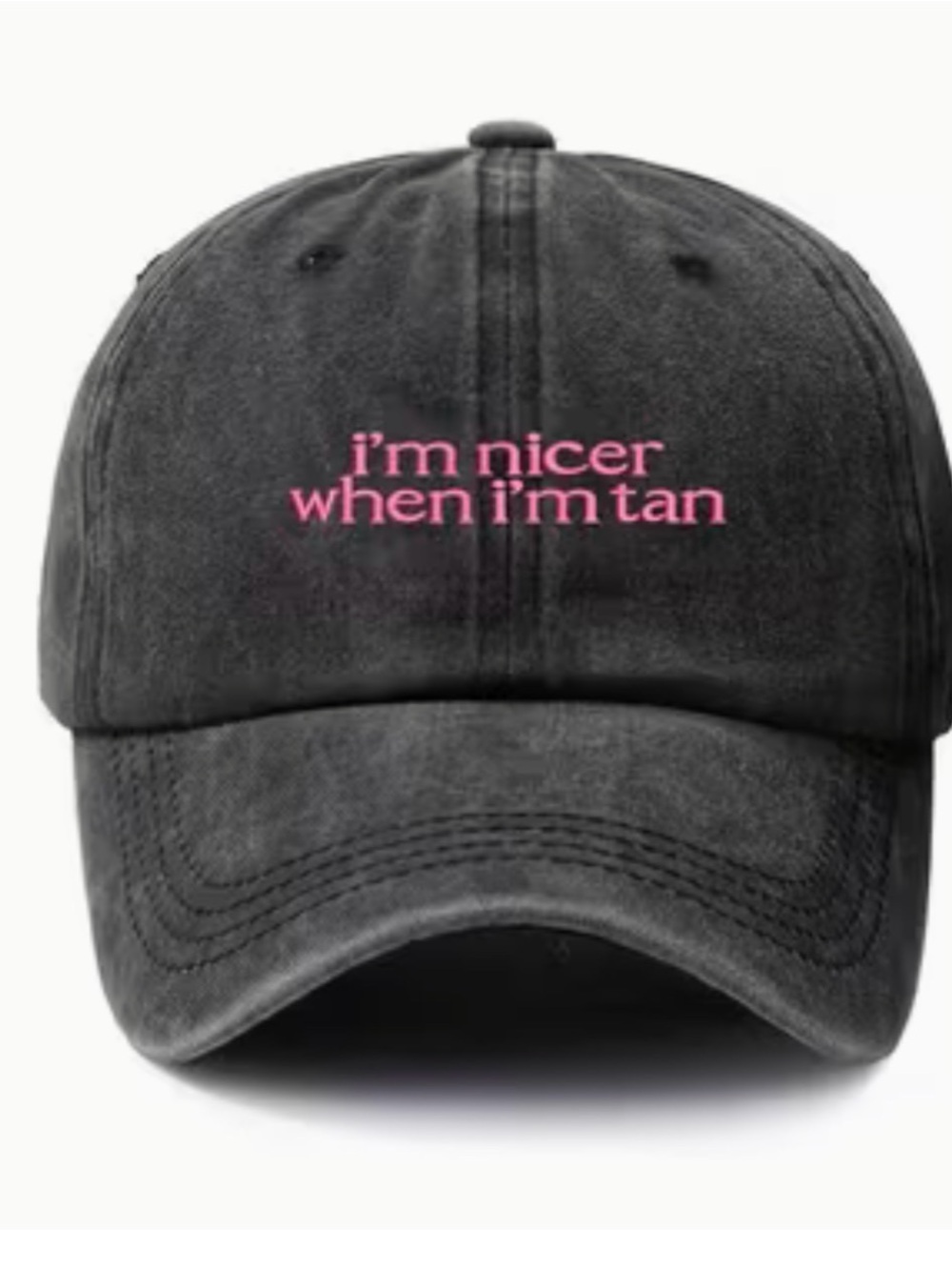 Women’s Black Baseball Cap with Pink Embroidered Slogan